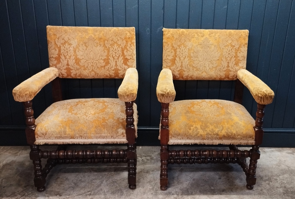 Pair of Italian Bobbin Turned Style Open Armchairs (1).jpg